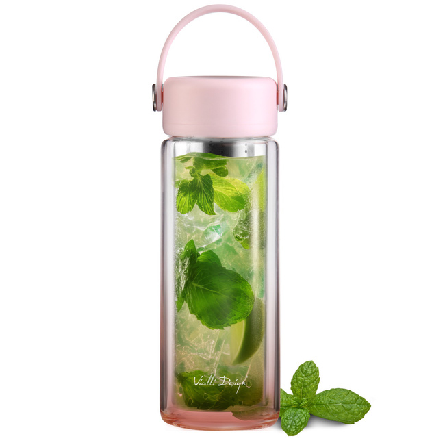 Butelka z podwójną ścianką i zaparzaczem Fuori 350 ml różowa 30206 - Vialli Design
