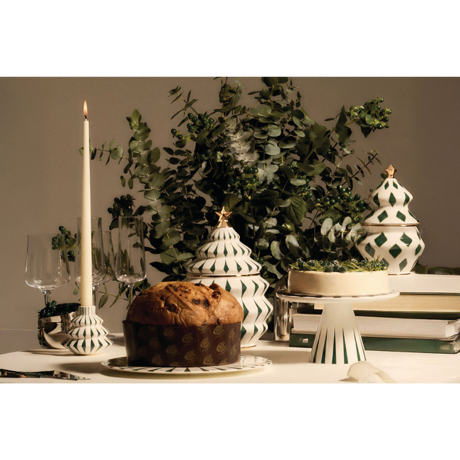 Patera do panettone Alessi Delight NZ06 GR, porcelanowy talerz 30 cm, zielony