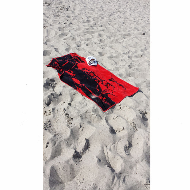 Vw Ręcznik Plażowy, Bawełniany, Bus Highway 1/Red