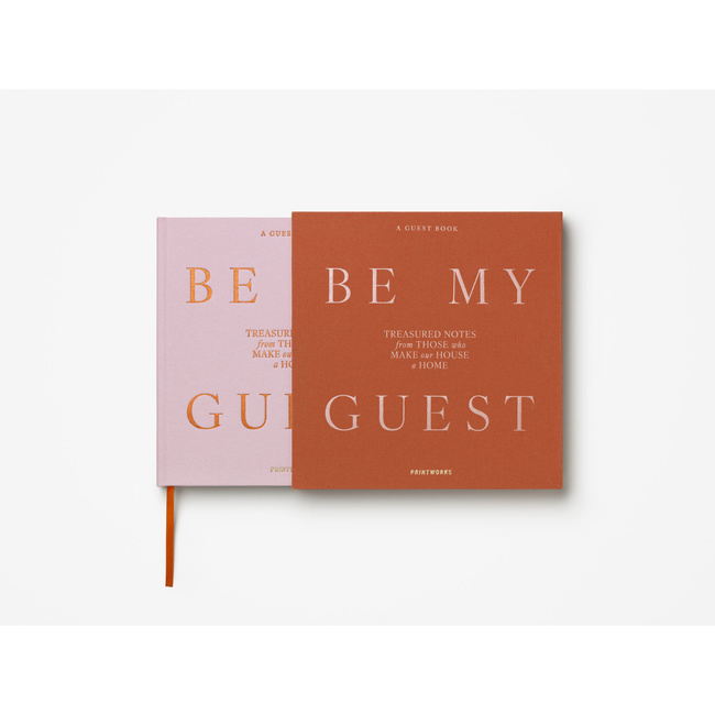 Księga gości Printworks Be My Guest, różowa w rdzawym etui, 100 stron