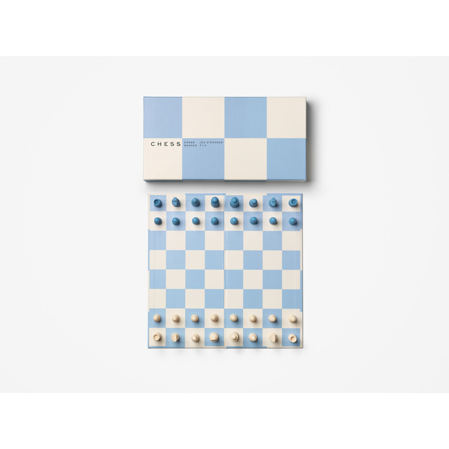 Szachy podróżne Printworks Play Chess ze składaną szachownicą, niebieskie