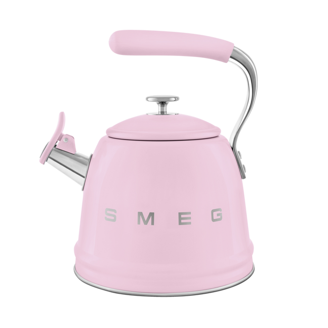 Smeg - Czajnik z gwizdkiem, pastelowy róż 50's style WKF01PK.