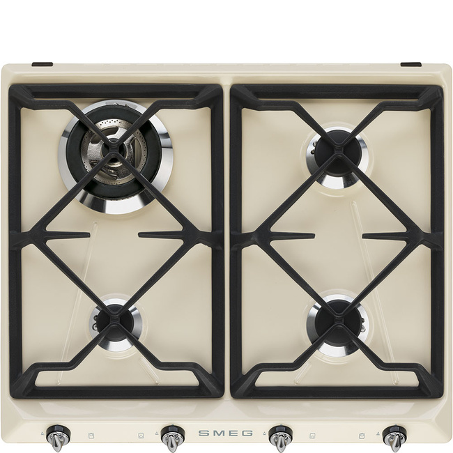 Smeg - Płyta gazowa, 60 cm, Victoria, Kremowy victoria Sr964Pgh kremowy (Chromowane pokrętła).