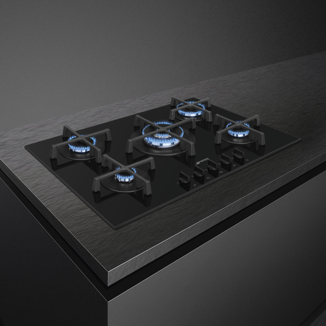 Smeg - Płyta gazowa, 72 cm, Selezione, czarny SELEZIONE PV275B Czarny