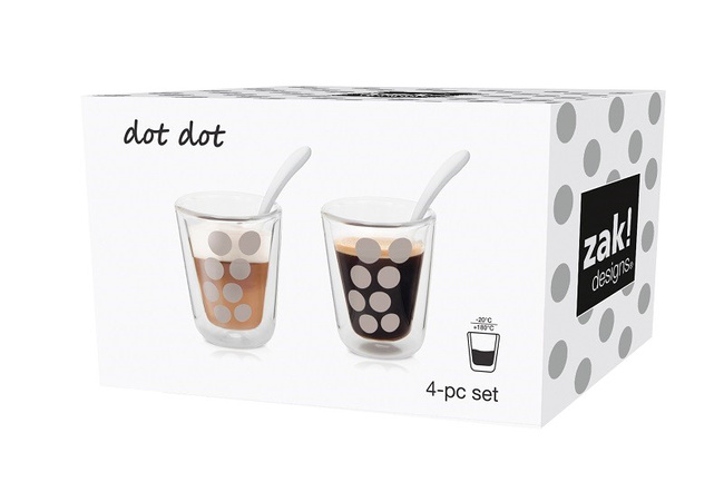 Zestaw 2 Szklanek 200ml Z Łyżeczkami,Srebrny - Zak!Designs