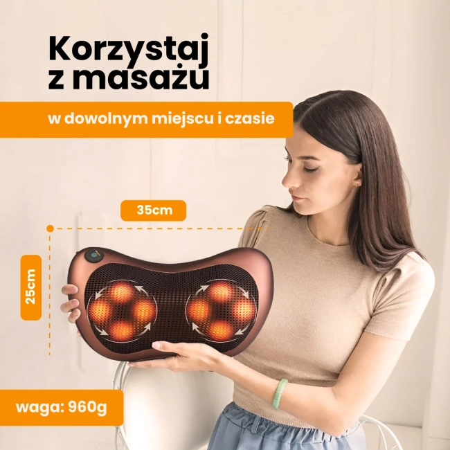 Poduszka masująca Extralink Smart Life Massage Pillow z ogrzewaniem, zasilanie AC/DC