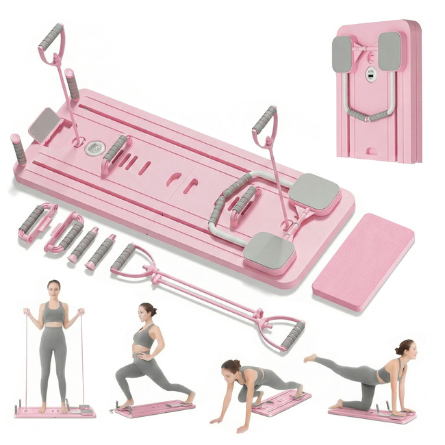 Extralink Deska do pilatesu różowa Reformer do ćwiczeń brzucha pompek Pilates