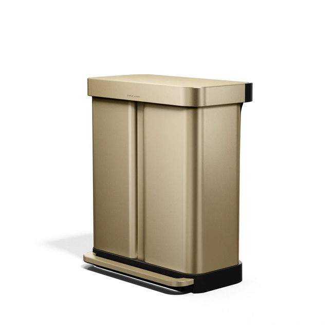 Kosz do segregacji Simplehuman CW2128, 58 l (34 + 24 l), pedałowy, matowe złoto