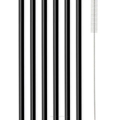 Słomki Szklane Czarne 20cm Zestaw 6 Sztuk Ze Szczoteczką 26599 - Vialli Design