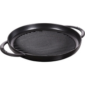 Okrągła patelnia żeliwna grillowa z dwoma uchwytami 30 cm, czarny - Staub