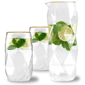 Szklanki i karafka 1000 ml Geo Gold - Vialli Design
