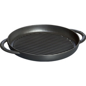 Okrągła patelnia żeliwna grillowa z dwoma uchwytami 26 cm, czarny - Staub