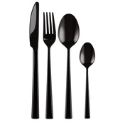 Komplet sztućców Kulig Piano Shiny Black, 24 elementy dla 6 osób, czarny połysk