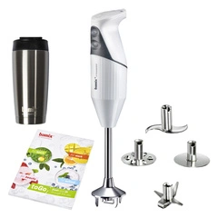 Blender ręczny Bamix M200 ToGo z bidonem w zestawie - Biały