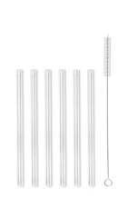 Słomki Szklane Transparent 15cm Zestaw 6 Sztuk Ze Szczoteczką 26582 - Vialli Design