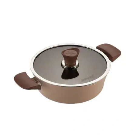 HAPPYCALL IH Eden Garnek Ceramiczny 24 cm 3 L Niski Migdałowy Beż