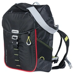 Sakwa Turystyczna Pojedyncza / Plecak Miles Daypack Nordlicht 17l, Wodoodporna Plandeka Z Poliestru, Czarna-Limonka + Oświetlenie (New) - Basil