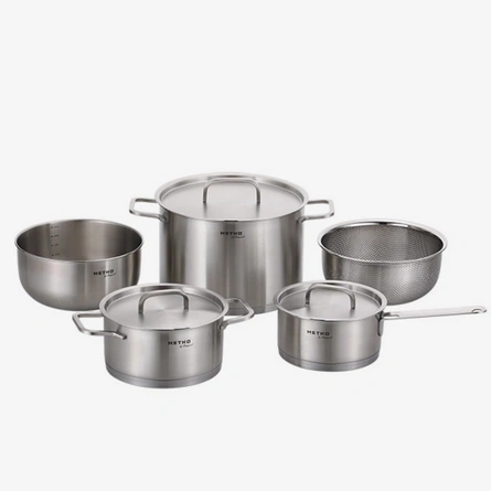 Happycall Metho Stainless Steel - Zestaw 8 elementowy garnków  ze stali nierdzewnej - Outlet