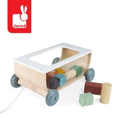 Wózek do ciągnięcia drewniany z 17 klockami Sweet Cocoon - Janod