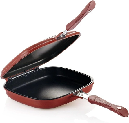 Wielofunkcyjna podwójna patelnia Happycall 28 cm czerwona