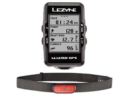 Liczniki rowerowe LEZYNE Macro GPS HR Loaded z opaską na serce