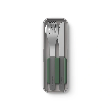 Monbento Slim Box Sztućce Na Wynos W Etui Green Natural