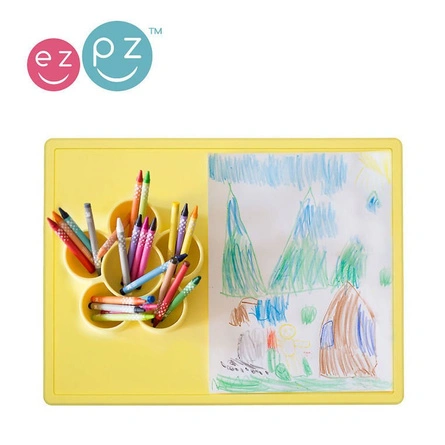 Ezpz Silikonowa mata do zabawy z pojemniczkami 2w1 Flower Play Mat żółta