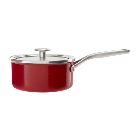 Rondel emaliowany KitchenAid 2,4 l z pokrywką, czerwony