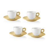 filiżanki do espresso 4 szt. z spodkami musztardowe - Guzzini