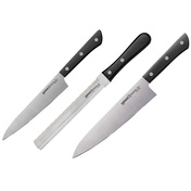 Samura Harakiri Zestaw 3 Noży Kuchennych AUS-8 (Szefa 20.8 cm, Uniwersalny 15 cm, Do Chleba 18 cm)