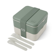 Lunchbox Monbento Flex 1 l ze sztućcami, 2 pojemniki po 500 ml, zielony