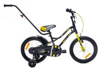 Rowerek dla chłopca 16 cali Tiger Bike z pchaczem czarno - żołto - szary