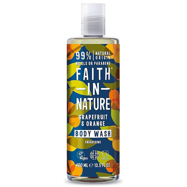 Płyn do kąpieli / żel pod prysznic z grejpfrutem i pomarańczą 400ml - Faith In Nature